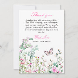 Vår Grönt Butterfly Blommigt Bröllop Tack Kort
