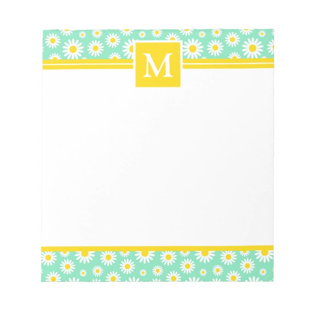 Vår Grönt Daisy Monogram Anteckningsblock (Framsida)