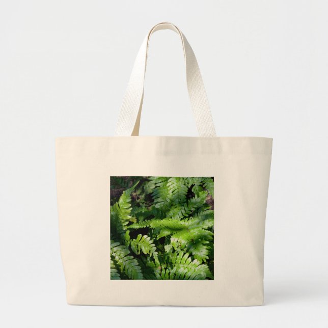Vår Grönt Ferns boho botanical Jumbo Tygkasse (Framsidan)
