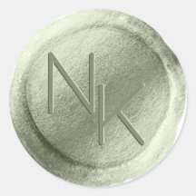 Vår Grönt Foil Vax Seal Monogram Sticker