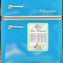 Vår Grönt Gingham Dry Measures Blommigt Magnet