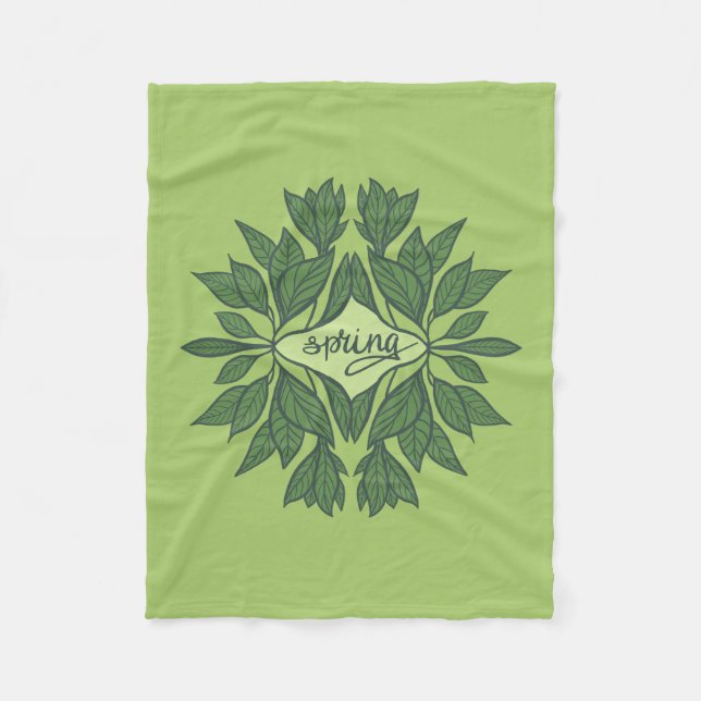 Vår Grönt Löv Aesthetic Typography Fleecefilt (Framsidan)