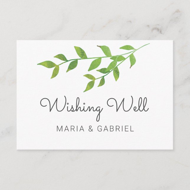 Vår grönt löv. Snyggt bröllop önskar lycka till Tilläggskort (Framsida)