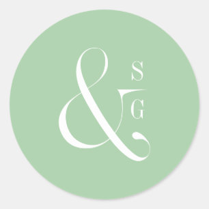 Vår grönt, modernt typografi par monogram runt klistermärke