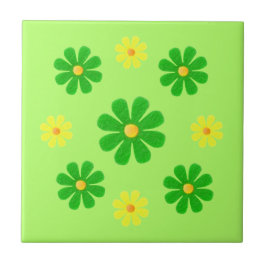 Vår grönt och gula blommor för köket kakelplatta
