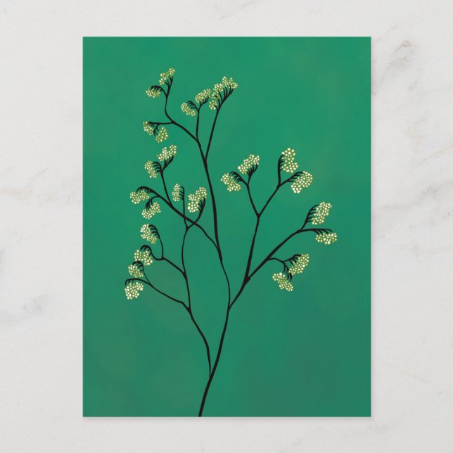 Vår Grönt Plant Minimalist Botanical Art Vykort (Framsida)