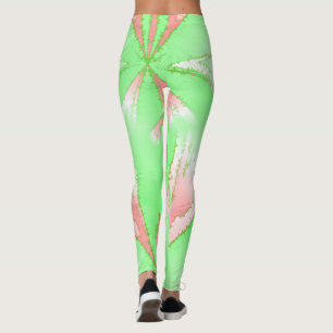 Vår Grönt Rosa Vita baljväxter Leggings