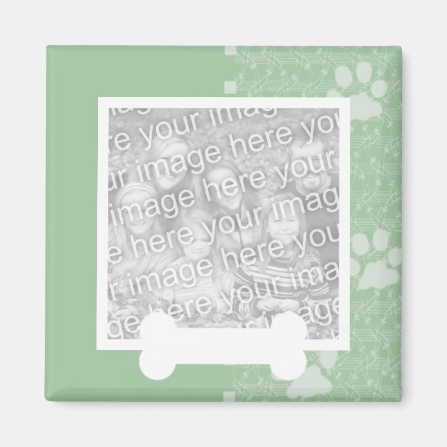 Vår Grönt Tassar och Bone Pet Photo Magnets Magnet (Framsidan)