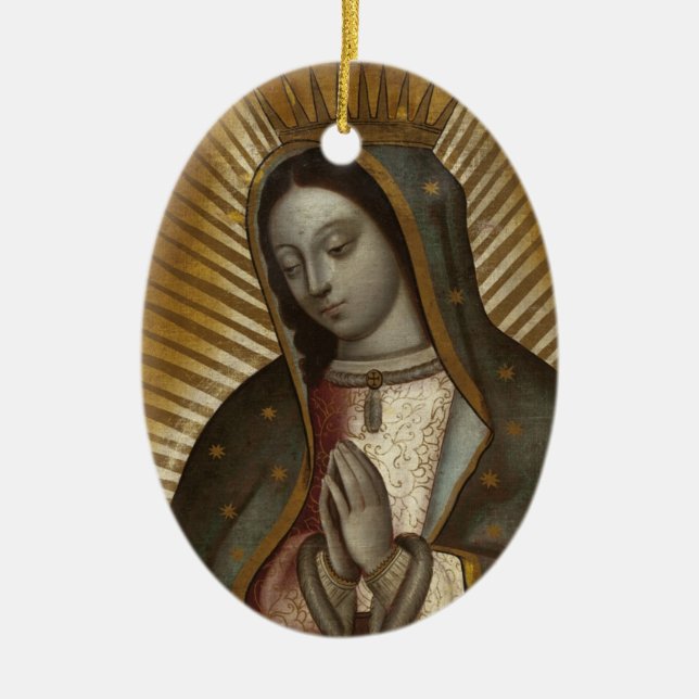 VÅR GUADALUPE-PRAY DAM FÖR OSS JULGRANSPRYDNAD KERAMIK (Framsidan)