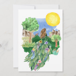 Vår guddess Blommigt Dress Nature Hälsning