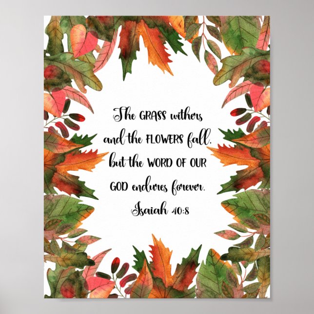 Vår Guds Ord, Isaiah 40:8, vattenfärg Poster (Framsidan)