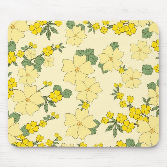 Vår Gul Blommig Mönster Musmatta (Framsidan)