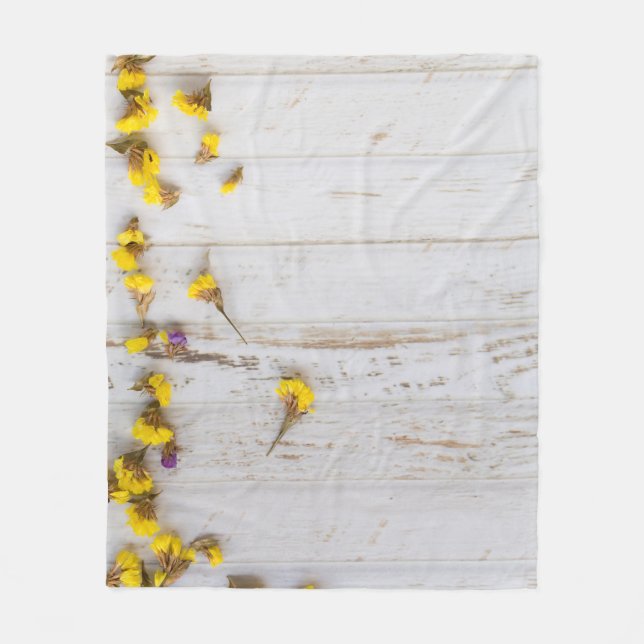 Vår gula blommor, vitlöksdeka. fleecefilt (Framsidan)