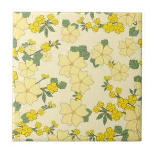 Vår Gult Blommplattan Mönster Kakelplatta
