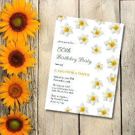 Vår Gult Daffodil Narcissus Blommigt Födelsedag Inbjudningar