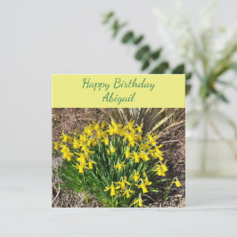 Vår Gult Daffodils platta födelsedagskort Kort