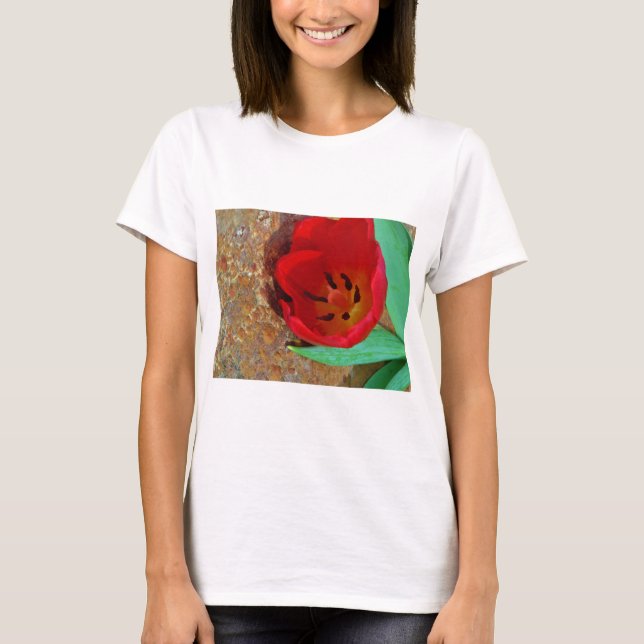 Vår gult och Red Tulip T-shirt (Framsida)