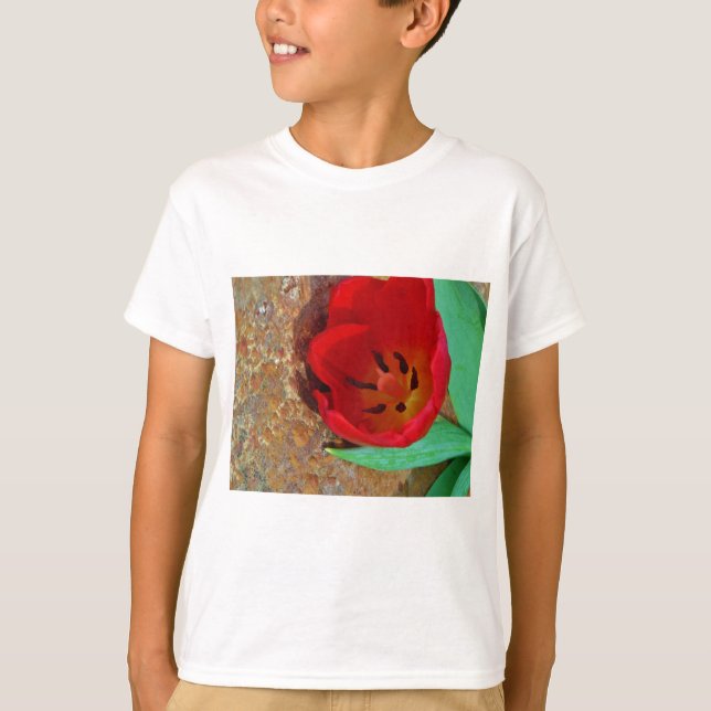 Vår gult och Red Tulip Tee (Framsida)