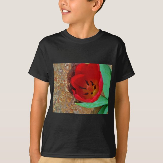 Vår gult och Red Tulip Tee (Framsida)