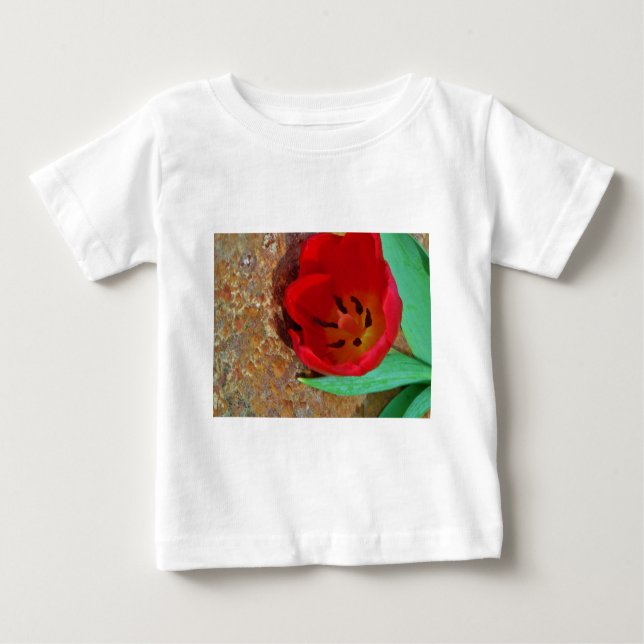 Vår gult och Red Tulip Tee Shirt (Framsida)