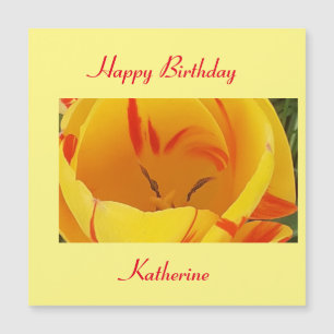 Vår Gult Tulip Magnetic Birthday Card