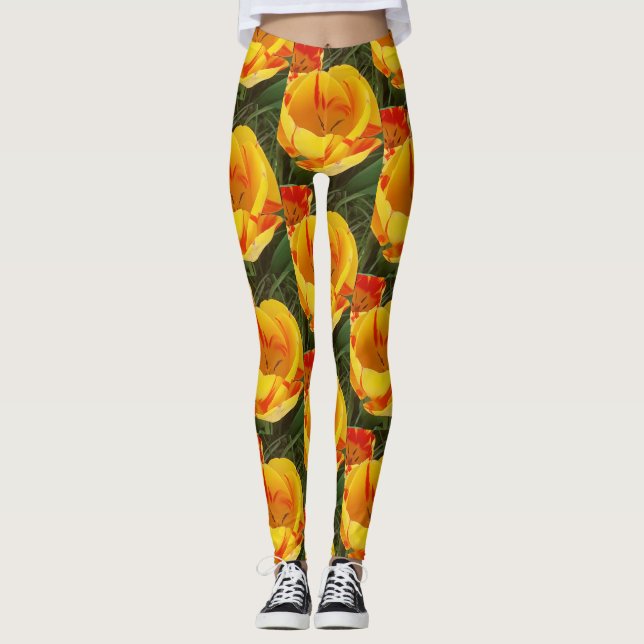 Vår Gult Tulips Leggings (Framsida)