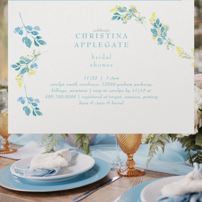 Vår Gult Turcouise Wildblomme Möhippa Inbjudningar (Skapare uppladdad)