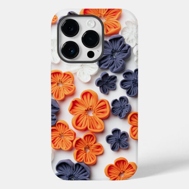 Vår handgjorda sadelblommor orange blå (Baksida)