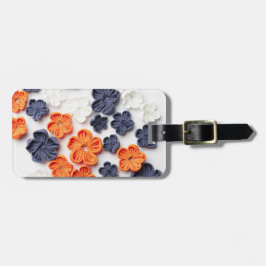 Vår handgjorda sadelblommor orange blå bagagebricka