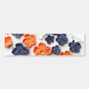 Vår handgjorda sadelblommor orange blå bildekal