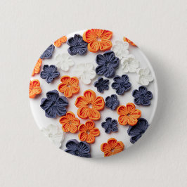 Vår handgjorda sadelblommor orange blå knapp
