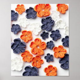 Vår handgjorda sadelblommor orange blå poster