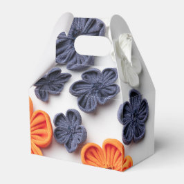 Vår handgjorda sadelblommor orange blå presentaskar