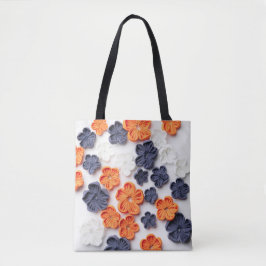 Vår handgjorda sadelblommor orange blå tygkasse