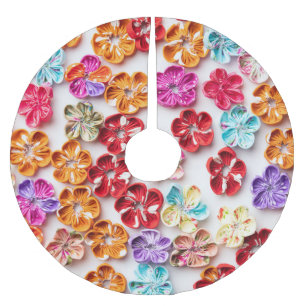 Vår Handgjorda väv Blommor Multifärgad Julgransmatta Borstad Polyester