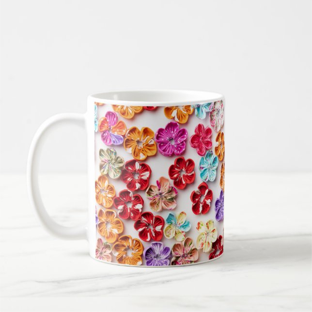 Vår Handgjorda väv Blommor Multifärgad Kaffemugg (Vänster)