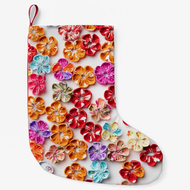 Vår Handgjorda väv Blommor Multifärgad Liten Julstrumpa (Framsidan)