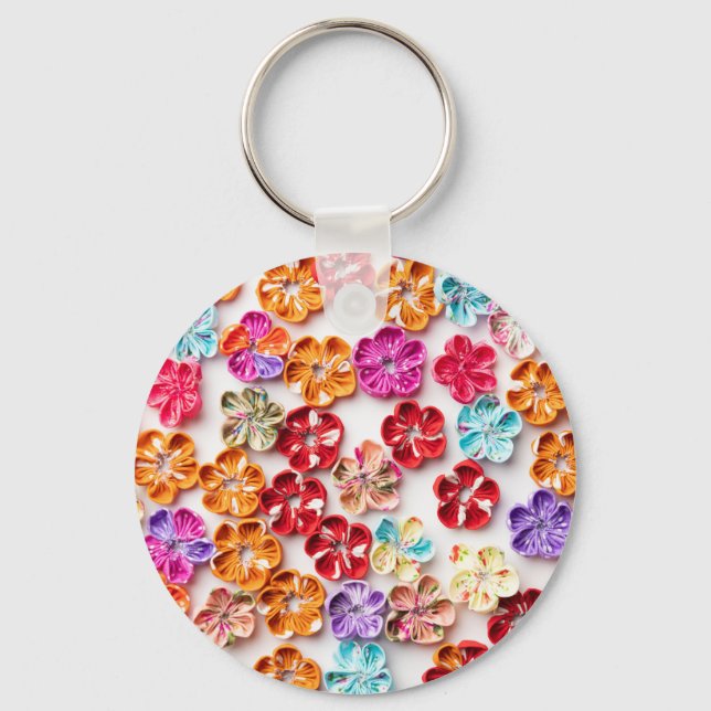 Vår Handgjorda väv Blommor Multifärgad Nyckelring (Framsida)