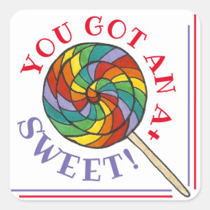 VAR! Har A+ Lollipop Lacher Reward Fyrkantigt Klistermärke