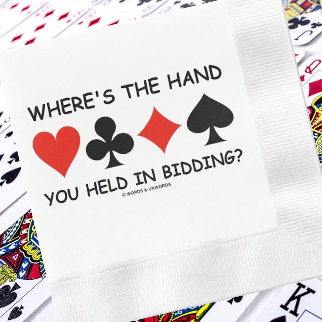 Var har du hållit i handen? Bryggspel Pappersservett (Humorous bridge query paper napkin for your next bridge event that will get a lot of laughs!)