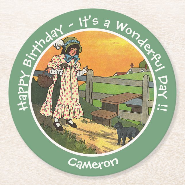 Var har du varit? Födelsedagsfest Underlägg Papper Rund (Framsidan)