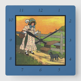 Var har du varit? Mor Goose Rhyme Fyrkantig Klocka