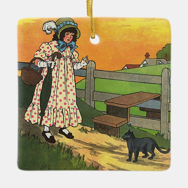 Var har du varit? Mor Goose Rhyme Julgransprydnad Keramik (Framsida)