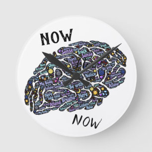 Var här nu, Lila Brain Christian Wall Clock Rund Klocka