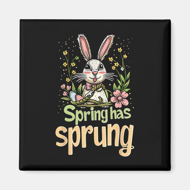 Vår har Sprung Helgdag Påsk Funny Graphic Tee Magnet (Framsidan)