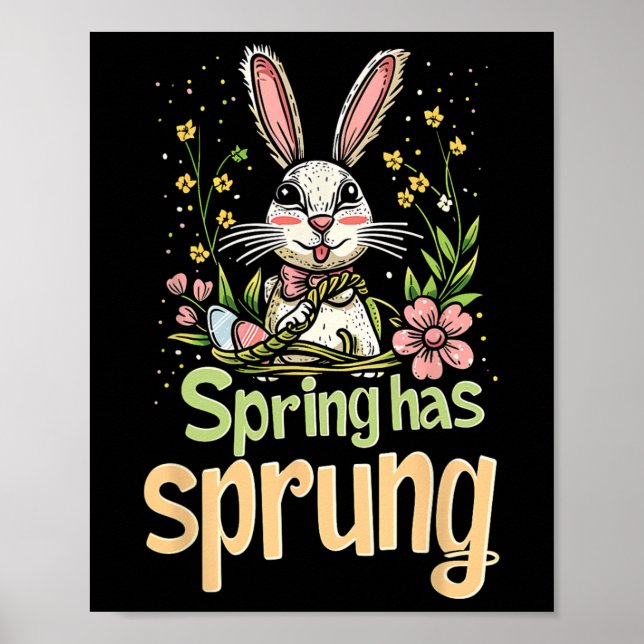 Vår har Sprung Helgdag Påsk Funny Graphic Tee Poster (Framsidan)
