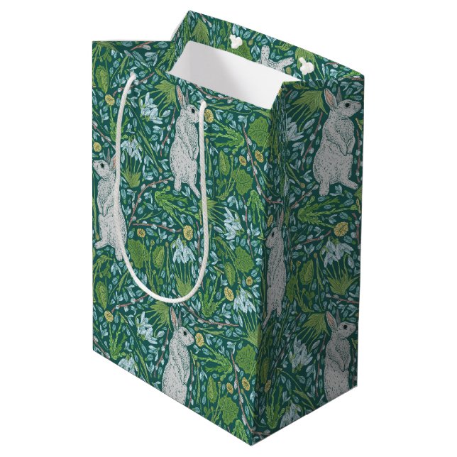 Vår Hares Pussy Willow Teal Garden Gift Bag (Baksidan Vinklad)