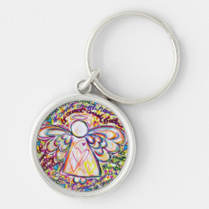 Vår Hearts Cancer kan inte göra angel Keychain Rund Silverfärgad Nyckelring