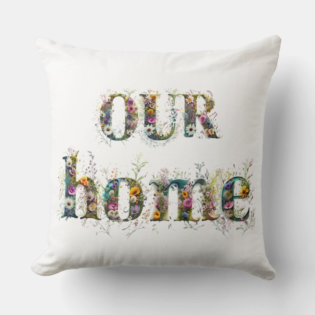 VÅR HEMLIGA dekorativa textsprejning av vilda blom Kudde (Framsida)