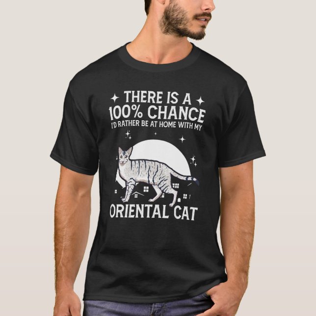 Var hemma med min orientaliska katt t shirt (Framsida)